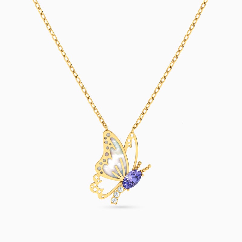 Instyle by L'azurde Butterfly Blue Stone Necklace in 18K Gold - Image 1
